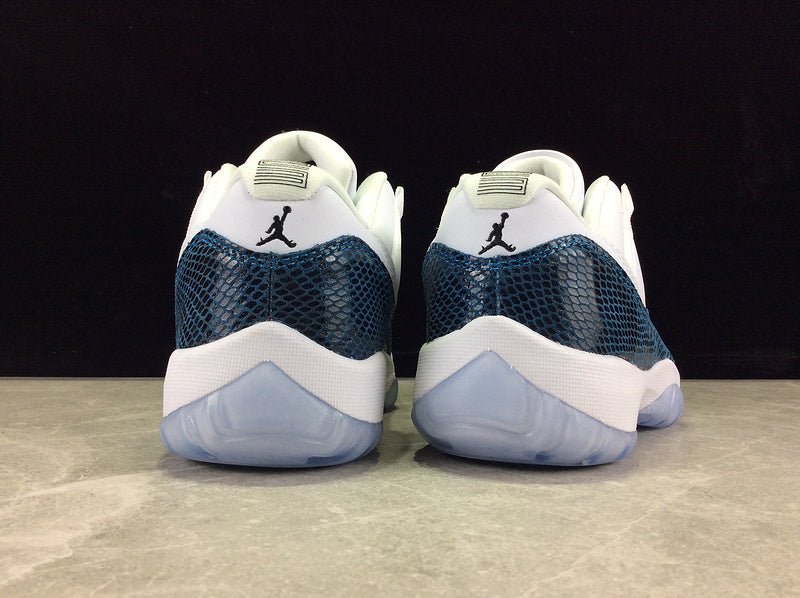 AIR Jordan 11 Retro Low Le Snakeskin White - Black-navy Sneakers Unisex Streetwear Limited Edition - **Air Jordan 11 Retro Win Like 82 White/Midnight Navy-University Blue** Celebrate basketball greatn