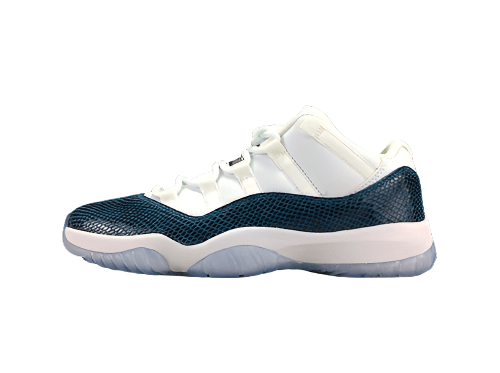 AIR Jordan 11 Retro Low Le Snakeskin White - Black-navy Sneakers Unisex Streetwear Limited Edition - **Air Jordan 11 Retro Win Like 82 White/Midnight Navy-University Blue** Celebrate basketball greatn