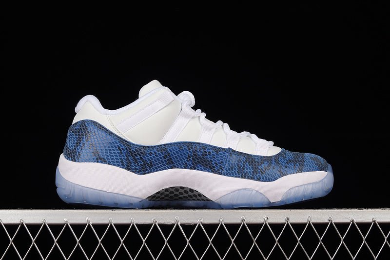 AIR Jordan 11 Retro Low Navy Snakeskin 2019 White - - Black Unisex Streetwear Limited Edition - Experience the timeless allure of the Air Jordan 11 Retro Low Navy Snakeskin 2019 White/Black,