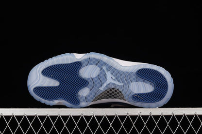 AIR Jordan 11 Retro Low Navy Snakeskin 2019 White - - Black Unisex Streetwear Limited Edition - Experience the timeless allure of the Air Jordan 11 Retro Low Navy Snakeskin 2019 White/Black,