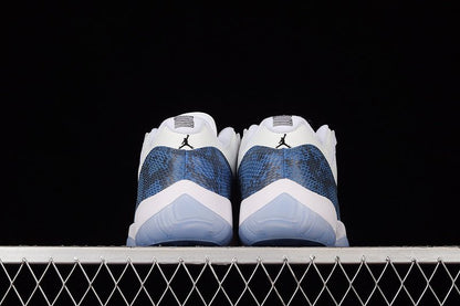 AIR Jordan 11 Retro Low Navy Snakeskin 2019 White - - Black Unisex Streetwear Limited Edition - Experience the timeless allure of the Air Jordan 11 Retro Low Navy Snakeskin 2019 White/Black,