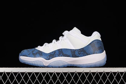 AIR Jordan 11 Retro Low Navy Snakeskin 2019 White - - Black Unisex Streetwear Limited Edition - Experience the timeless allure of the Air Jordan 11 Retro Low Navy Snakeskin 2019 White/Black,