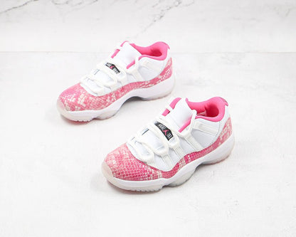 AIR Jordan 11 Retro Low Pink Snakeskin White - Watermelon - Sneakers - Black Unisex Streetwear Limited Edition - **Air Jordan 11 Retro Low Pink Snakeskin White/Watermelon/Black** Elevate your sneaker