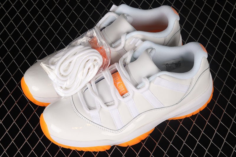 AIR Jordan 11 Retro Low - Bright Citrus Sneakers - White Unisex Streetwear Limited Edition - **Air Jordan 11 Retro Low White/Bright Citrus** Step into summer freshness with the Air Jordan