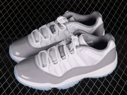 AIR Jordan 11 Retro Low - University Blue Sneakers - White Unisex Streetwear Limited Edition - Step into classic elegance with the Air Jordan 11 Retro Low White/University Blue, a timeless