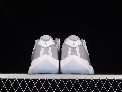 AIR Jordan 11 Retro Low - University Blue Sneakers - White Unisex Streetwear Limited Edition - Step into classic elegance with the Air Jordan 11 Retro Low White/University Blue, a timeless