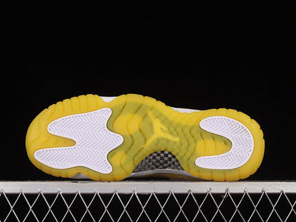 AIR Jordan 11 Retro Low Yellow Snakeskin - White Unisex Streetwear Limited Edition - Unleash your wild side with the Air Jordan 11 Retro Low Yellow Snakeskin White, a
