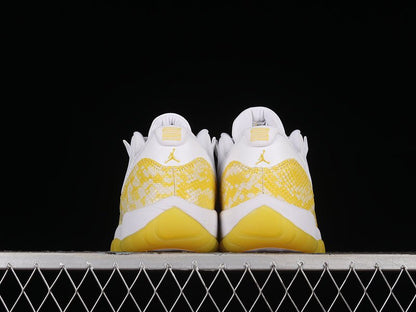 AIR Jordan 11 Retro Low Yellow Snakeskin - White Unisex Streetwear Limited Edition - Unleash your wild side with the Air Jordan 11 Retro Low Yellow Snakeskin White, a
