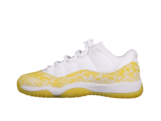 AIR Jordan 11 Retro Low Yellow Snakeskin - White Unisex Streetwear Limited Edition - Unleash your wild side with the Air Jordan 11 Retro Low Yellow Snakeskin White, a