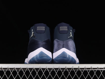 AIR Jordan 11 Retro Navy Velvet Midnight Navy - Metallic Silver - Sneakers - White Unisex Streetwear Limited Edition - Step into luxurious elegance with the Air Jordan 11 Retro Navy Velvet Midnight Na