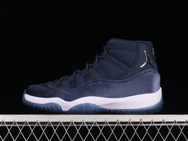 AIR Jordan 11 Retro Navy Velvet Midnight Navy - Metallic Silver - Sneakers - White Unisex Streetwear Limited Edition - Step into luxurious elegance with the Air Jordan 11 Retro Navy Velvet Midnight Na