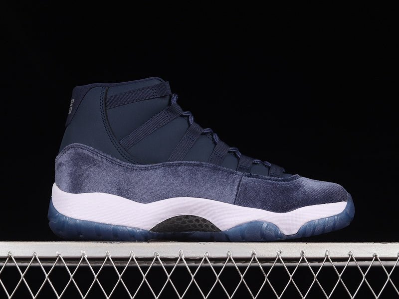 AIR Jordan 11 Retro Navy Velvet Midnight Navy - Metallic Silver - Sneakers - White Unisex Streetwear Limited Edition - Step into luxurious elegance with the Air Jordan 11 Retro Navy Velvet Midnight Na