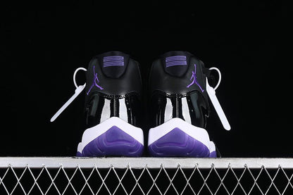 AIR Jordan 11 Retro White - - Purple - Black Unisex Streetwear Limited Edition - Step into a world of elegance and performance with the Air Jordan 11 Retro White/Black/Purple,