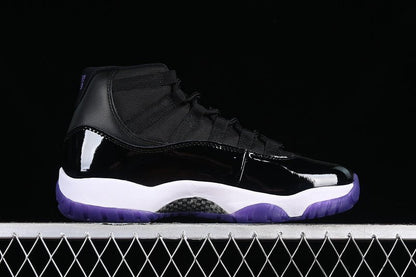 AIR Jordan 11 Retro White - - Purple - Black Unisex Streetwear Limited Edition - Step into a world of elegance and performance with the Air Jordan 11 Retro White/Black/Purple,