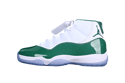 AIR Jordan 11 Retro - Green Sneakers - White Unisex Streetwear Limited Edition - Step into classic style with the Air Jordan 11 Retro White/Green sneakers. A timeless silhouette