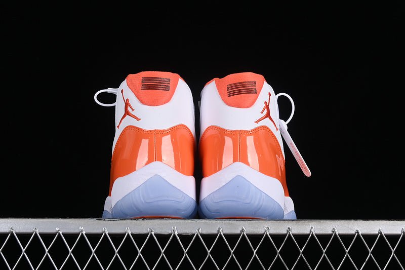 AIR Jordan 11 Retro - Orange - White Unisex Streetwear Limited Edition - Introducing the Air Jordan 11 Retro White/Orange, a vibrant and stylish addition to the iconic