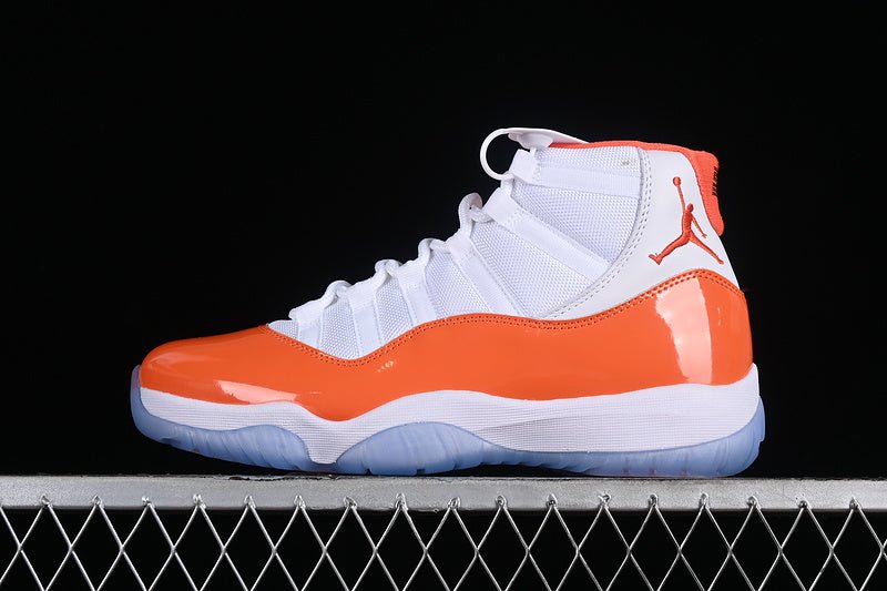 AIR Jordan 11 Retro - Orange - White Unisex Streetwear Limited Edition - Introducing the Air Jordan 11 Retro White/Orange, a vibrant and stylish addition to the iconic