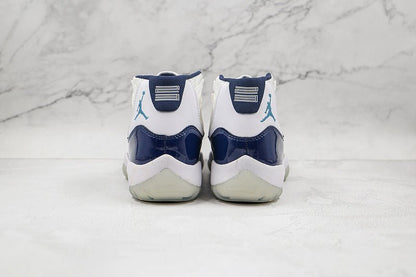 AIR Jordan 11 Retro Win Like 82 - Midnight Navy-university Blu Sneakers - White Unisex Streetwear Limited Edition - **Air Jordan 11 Retro Win Like 82 White/Midnight Navy-University Blue** Celebrate ba