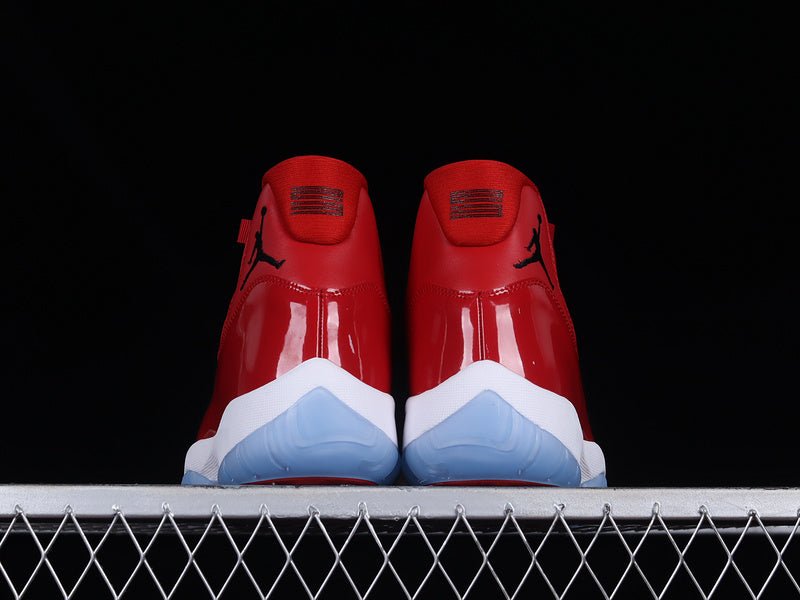 AIR Jordan 11 Retro Win Like 96 Gym Red - Black-white Unisex Streetwear Limited Edition - Celebrate championship glory with the Air Jordan 11 Retro 'Win Like '96' Gym Red/Black-White, a