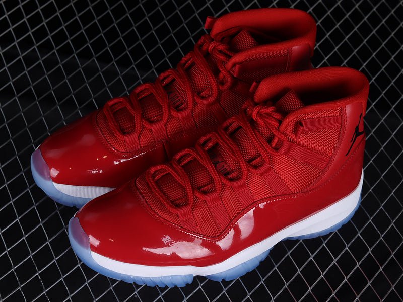 AIR Jordan 11 Retro Win Like 96 Gym Red - Black-white Unisex Streetwear Limited Edition - Celebrate championship glory with the Air Jordan 11 Retro 'Win Like '96' Gym Red/Black-White, a