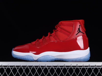 AIR Jordan 11 Retro Win Like 96 Gym Red - Black-white Unisex Streetwear Limited Edition - Celebrate championship glory with the Air Jordan 11 Retro 'Win Like '96' Gym Red/Black-White, a