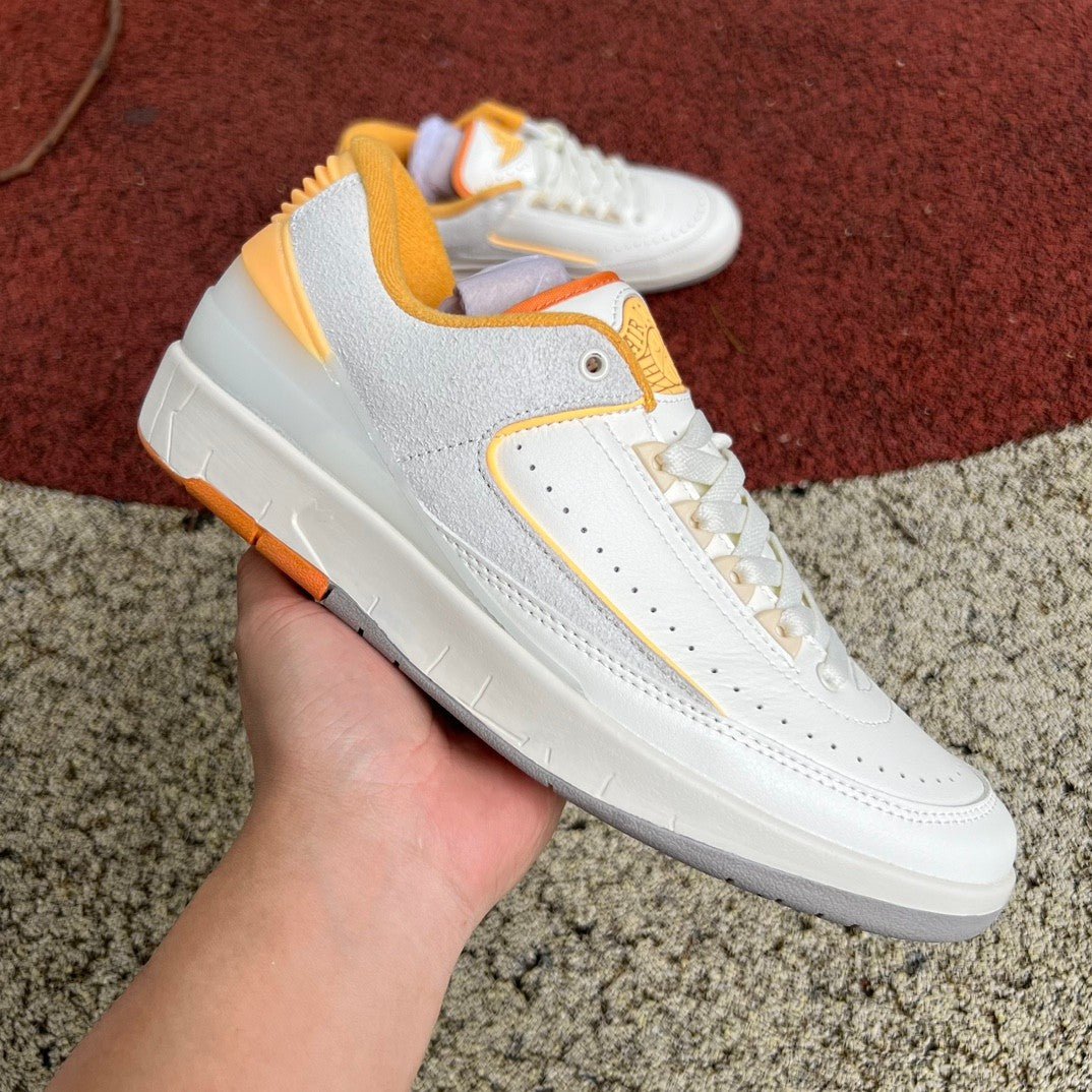 Air Jordan 2 Low Grey - - Orange Sneakers - White Unisex Streetwear Limited Edition - **Air Jordan 2 Low Grey/White/Orange** Step into timeless style and modern performance with the Air