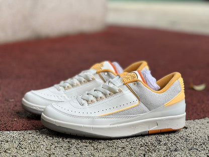 Air Jordan 2 Low Grey - - Orange Sneakers - White Unisex Streetwear Limited Edition - **Air Jordan 2 Low Grey/White/Orange** Step into timeless style and modern performance with the Air