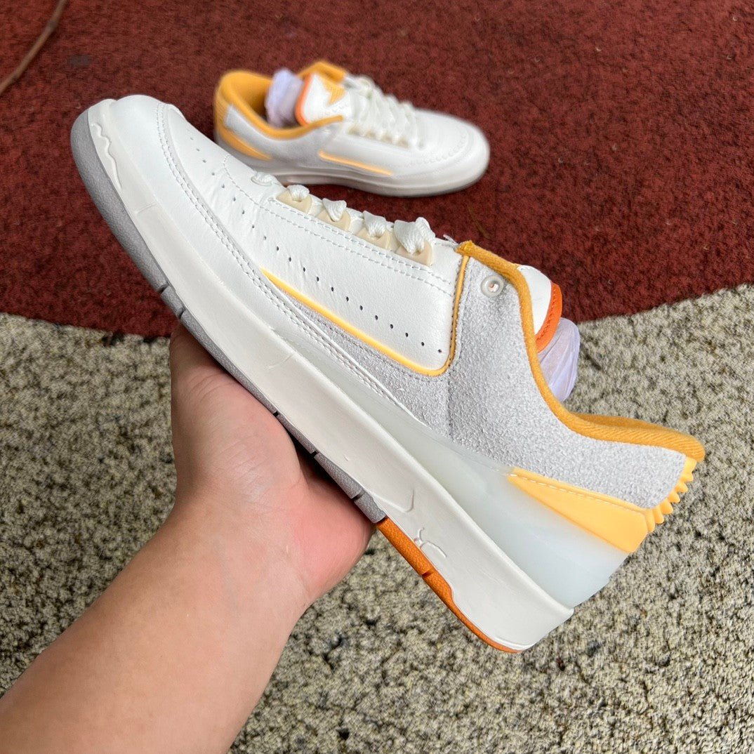 Air Jordan 2 Low Grey - - Orange Sneakers - White Unisex Streetwear Limited Edition - **Air Jordan 2 Low Grey/White/Orange** Step into timeless style and modern performance with the Air