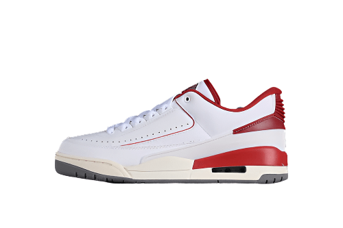 AIR Jordan 2 - 3 Retro - Varsity Red - Sail - Cement Grey - White Unisex Streetwear Limited Edition - **Air Jordan 2/3 Retro White/Varsity Red/Sail/Cement Grey** Experience the best of both worlds wit
