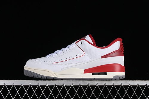 AIR Jordan 2 - 3 Retro - Varsity Red - Sail - Cement Grey - White Unisex Streetwear Limited Edition - **Air Jordan 2/3 Retro White/Varsity Red/Sail/Cement Grey** Experience the best of both worlds wit
