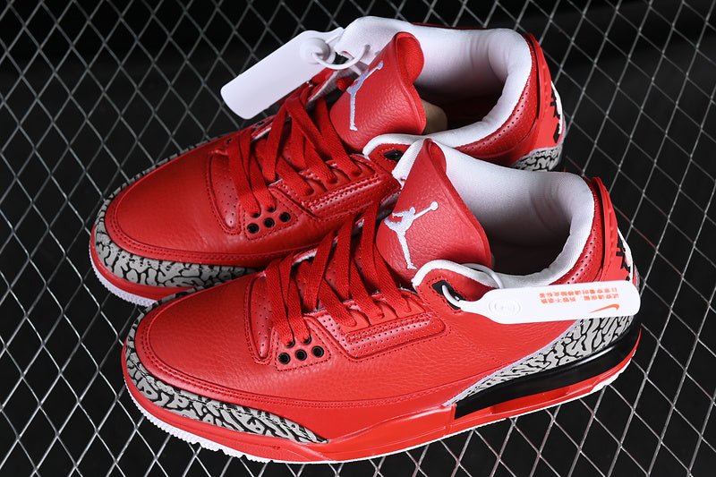 AIR Jordan 3 - Red - Grey Sneakers - Black Unisex Streetwear Limited Edition - **Air Jordan 3 Black/Red/Grey** Step into iconic style and unmatched performance with the Air Jordan
