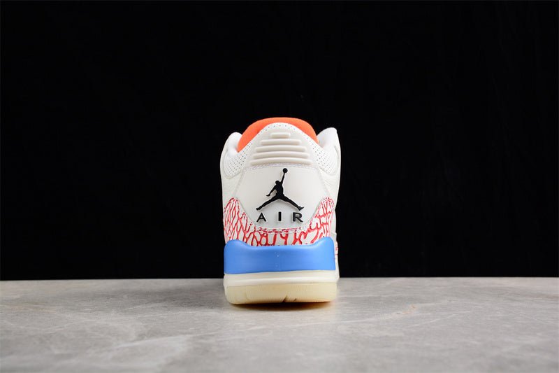 AIR Jordan 3 Mr Triple Double Pe - Red - Blue Sneakers - White Unisex Streetwear Limited Edition - **Air Jordan 3 Mr Triple Double PE White/Red/Blue** Celebrate the legacy of basketball greatness with