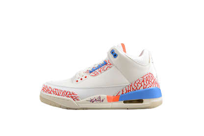AIR Jordan 3 Mr Triple Double Pe - Red - Blue Sneakers - White Unisex Streetwear Limited Edition - **Air Jordan 3 Mr Triple Double PE White/Red/Blue** Celebrate the legacy of basketball greatness with