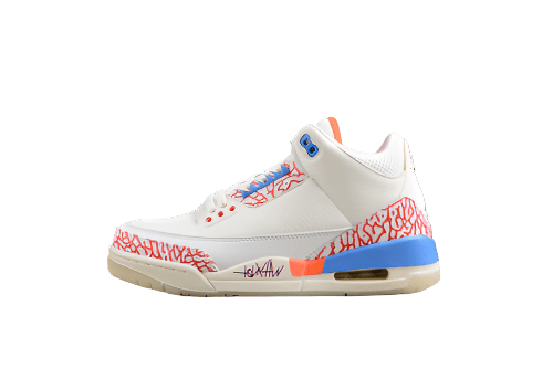 AIR Jordan 3 Mr Triple Double Pe - Red - Blue Sneakers - White Unisex Streetwear Limited Edition - **Air Jordan 3 Mr Triple Double PE White/Red/Blue** Celebrate the legacy of basketball greatness with