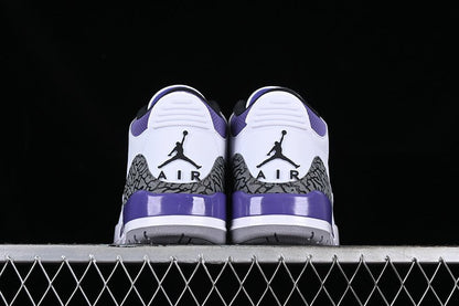 AIR Jordan 3 Pine Green White - - Grey - Purple Sneakers - Black Unisex Streetwear Limited Edition - **Air Jordan 3 Pine Green White/Black/Grey/Purple** Step into a fresh blend of classic design and