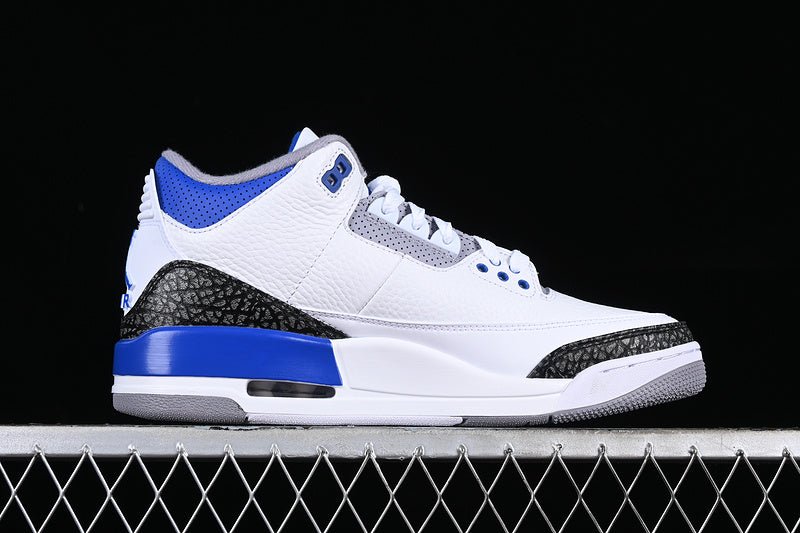 AIR Jordan 3 Racer Blue White - Grey - - Blue Sneakers - Black Unisex Streetwear Limited Edition
