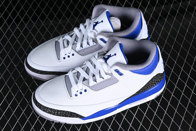 AIR Jordan 3 Racer Blue White - Grey - - Blue Sneakers - Black Unisex Streetwear Limited Edition