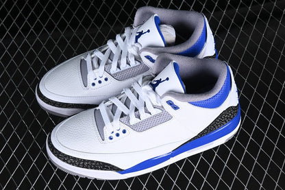 AIR Jordan 3 Racer Blue White - Grey - - Blue Sneakers - Black Unisex Streetwear Limited Edition