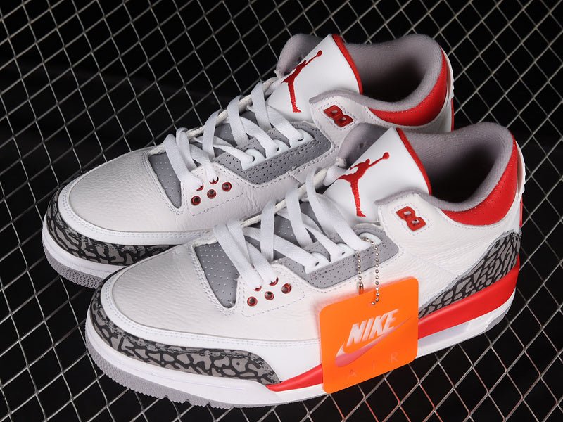 AIR Jordan 3 Retro 2022 White - Fire Red - Cement Grey - Sneakers - Black Unisex Streetwear Limited Edition - **Air Jordan 3 Retro 2022 White/Fire Red/Cement Grey/Black** Experience the perfect blend