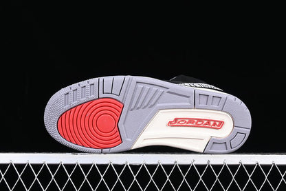 AIR Jordan 3 Retro - Fire Red - Metallic Gold - Cement Grey Sneakers - Black Unisex Streetwear Limited Edition - **Air Jordan 3 Retro Black/Fire Red/Metallic Gold/Cement Grey** Experience a bold blend
