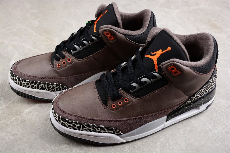 AIR Jordan 3 Retro - Orange - Brown - White Sneakers - Black Unisex Streetwear Limited Edition - **Air Jordan 3 Retro Black/Orange/Brown/White** Step into a perfect blend of classic design and bold