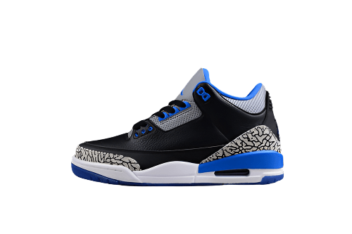 AIR Jordan 3 Retro - Sport Blue Wolf Grey Sneakers - Black Unisex Streetwear Limited Edition - **Air Jordan 3 Retro Black/Sport Blue/Wolf Grey** Step into a perfect blend of timeless style