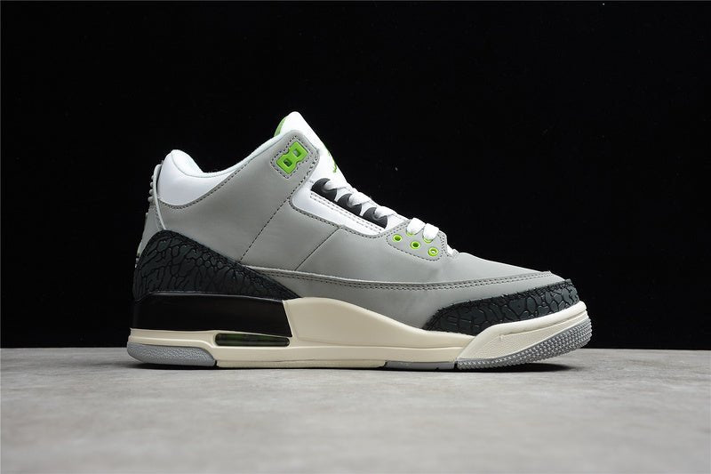 AIR Jordan 3 Retro Chlorophyll Light Smoke Grey - Chlorophyll - Black-white-sail Unisex Streetwear Limited Edition - The Air Jordan 3 Retro 'Chlorophyll' in Light Smoke Grey/Chlorophyll/Black-White-Sa