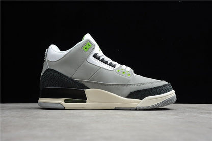 AIR Jordan 3 Retro Chlorophyll Light Smoke Grey - Chlorophyll - Black-white-sail Unisex Streetwear Limited Edition - The Air Jordan 3 Retro 'Chlorophyll' in Light Smoke Grey/Chlorophyll/Black-White-Sa