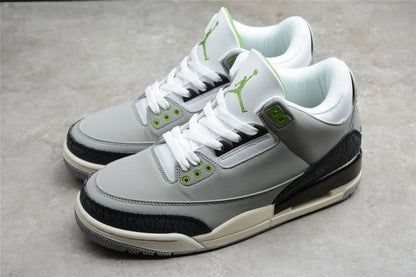 AIR Jordan 3 Retro Chlorophyll Light Smoke Grey - Chlorophyll - Black-white-sail Unisex Streetwear Limited Edition - The Air Jordan 3 Retro 'Chlorophyll' in Light Smoke Grey/Chlorophyll/Black-White-Sa