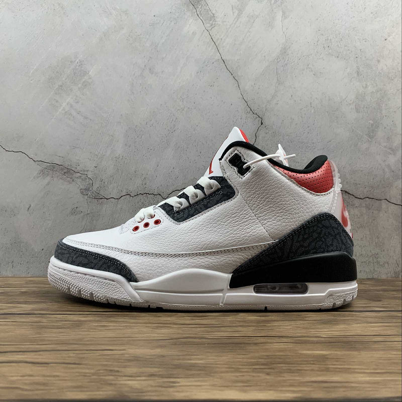 AIR Jordan 3 Retro Denim Se Fire Red White - Fire Red - - Black Unisex Streetwear Limited Edition