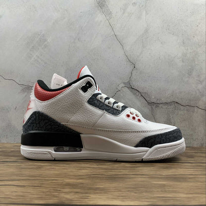 AIR Jordan 3 Retro Denim Se Fire Red White - Fire Red - - Black Unisex Streetwear Limited Edition