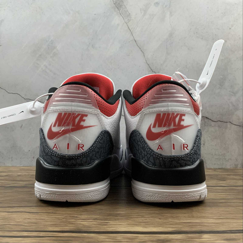 AIR Jordan 3 Retro Denim Se Fire Red White - Fire Red - - Black Unisex Streetwear Limited Edition