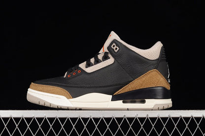 AIR Jordan 3 Retro Desert Elephant - Rush Orange-fossil Stone Sneakers - Black Unisex Streetwear Limited Edition - **Air Jordan 3 Retro Desert Elephant Black/Rush Orange-Fossil Stone** Experience a un