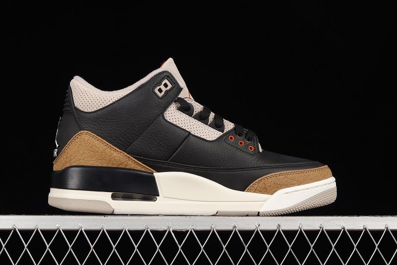 AIR Jordan 3 Retro Desert Elephant - Rush Orange-fossil Stone Sneakers - Black Unisex Streetwear Limited Edition - **Air Jordan 3 Retro Desert Elephant Black/Rush Orange-Fossil Stone** Experience a un